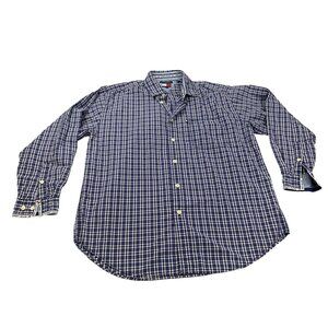 Tommy Jeans Men's Large Blue Plaid Button-Down Shirt Long-Sleeve Vintage 90's